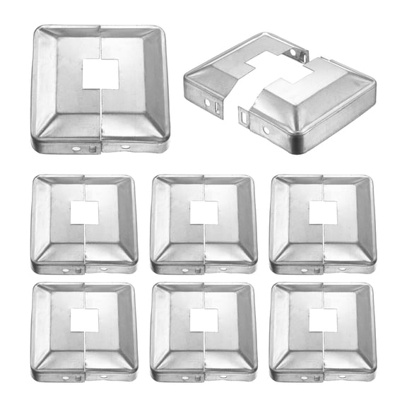 8 Pack Post Base Cover, 3.25x3.25 (Internal Size 0.75x0.75) Metal Split Style Post Skirt, Porch Column Wrap for Post Fence Deck Cable Railing Baluster Stair Rails, Silver