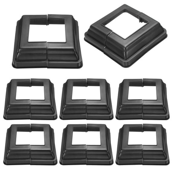 8 Pack Post Base Cover, 6x5.75 (Internal Size 3.25x3.25) Split Style Post Skirt, Porch Column Wrap for Post Fence Deck Cable Railing Baluster Stair Rails, Black