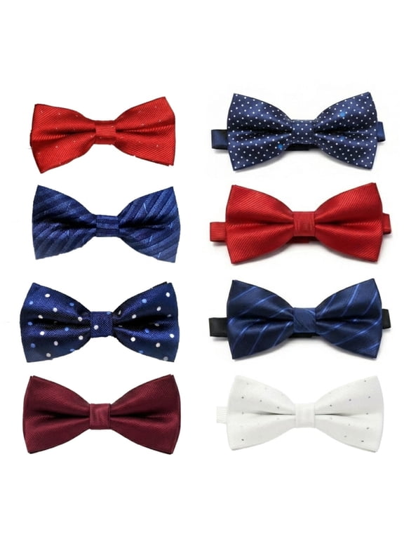 8 Pack Pre-Tied Bow Ties Men, Assorted Colors, Adjustable Silk Bow Tie Set Wedding Party