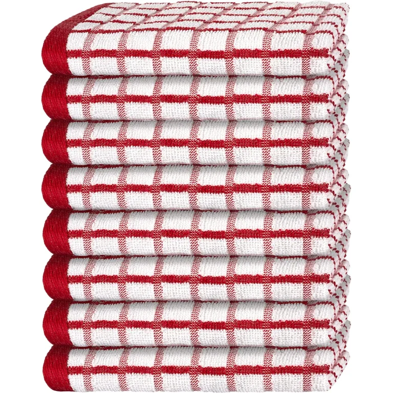 Homaxy 100% Cotton Terry Kitchen Towels(Pink, 13 x 28 inches), Checkered  Designed, Soft and Super Absorbent Dish Towels, 4 Pack