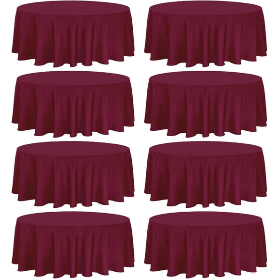 8 Pack Premium Round Tablecloth 90 Inch Round Table Covers Bulk Washable Polyester Fabric Round Table Clothes for Wedding Party Reception Banquet Buffet Restaurant (Burgundy, 90 Inch)