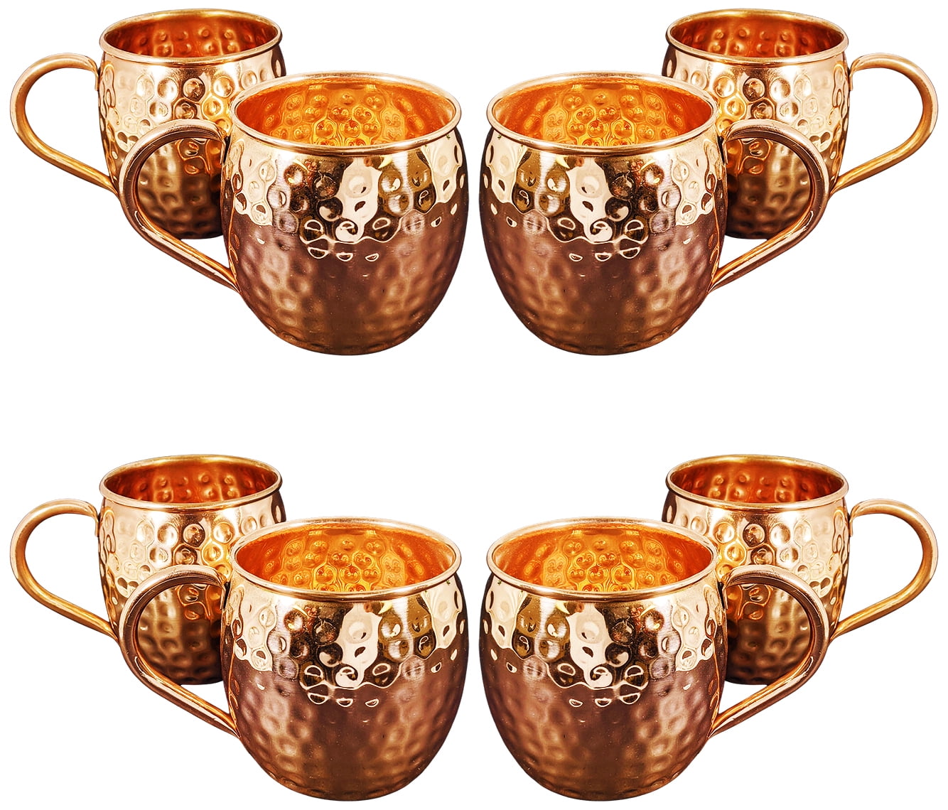 100% Copper Moscow Mule Mugs (Hammered - 16 Ounces - Set of 2)