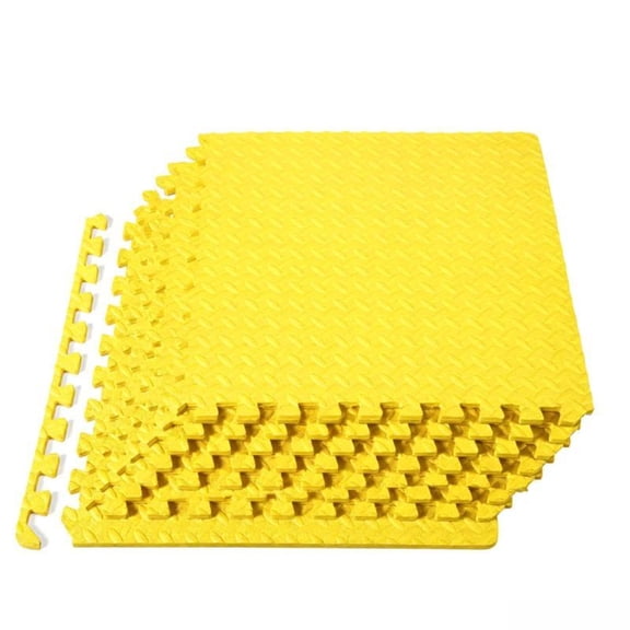 8 Pack Puzzle Exercise Mat, Eva Interlocking Foam Floor Tiles, 11.8 x 11.8 Inch, Non-Slip Home Gym Flooring, Yellow