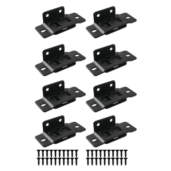 8 Pack Quick Fitting Furniture Joint Bracket (8, Black), L Shape Stainless Steel Hardware Shelf Connectors with Screws for Stable Support in Cabinet and Drawer Layouts