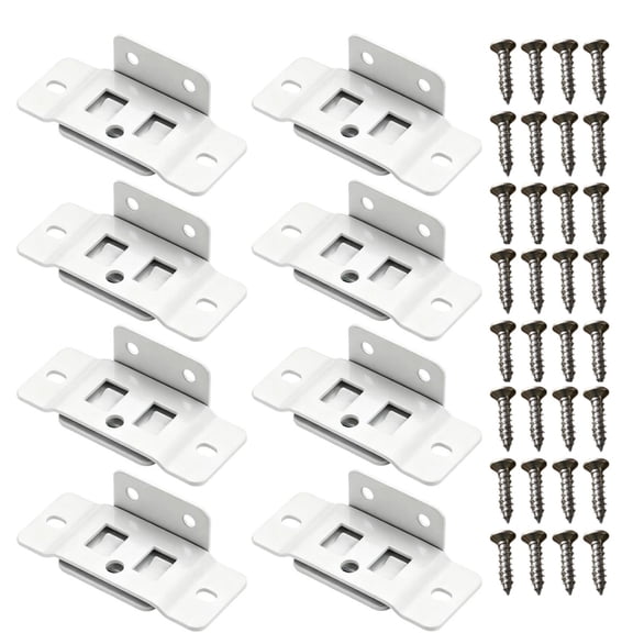8 Pack Quick Fitting Furniture Joint Bracket,Heavy Duty 90 Degree Right Angle Corner Brace with 32 Screws for Shelves Cabinets Tables Chairs (White,1 set)