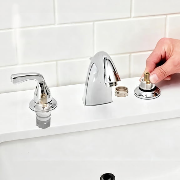 8 Pack RP25513 Faucet Stem Replacement Compatible with Double Handle Faucets, RP24096 Faucet Cartridge Repair Kit with RP24097 1/4 Turn Stop and RP4993 Seat and Spring