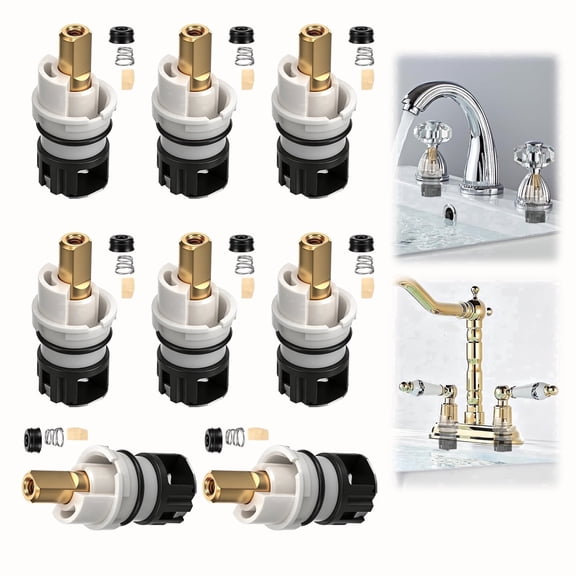 8 Pack RP25513 Faucet Stem Replacement, Faucet Repair Kit for Delta Two Handle Faucet and RP24096 Faucet Cartridge, with RP24097 Turn Stop 1/4 and 8 x RP4993 Seat and Spring