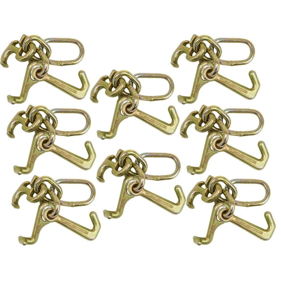 (8 Pack) RTJ Cluster Hook Heavy Duty Wrecker Hauler Tow Towing Truck Chain Pair R T J