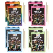Bright Creations 8 Pack Rainbow Scratch Paper Pads for Kids Ages 8-14 with Wooden Styluses, 10 Sheets 5.5 x 3.9 In