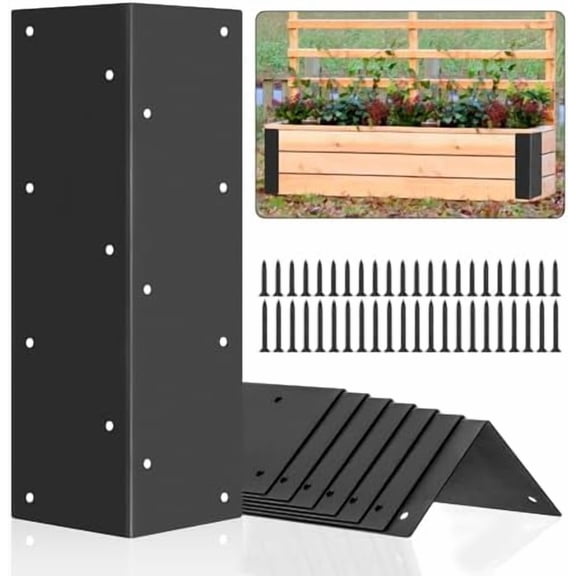 Set of 8 Raised Garden Bed Corner Brackets with Wood Screws for 20"-24" Bed, Rust Resistant Raised Bed Corners Metal Connectors 11" x 3" x 3" for Vegetable Planter Garden