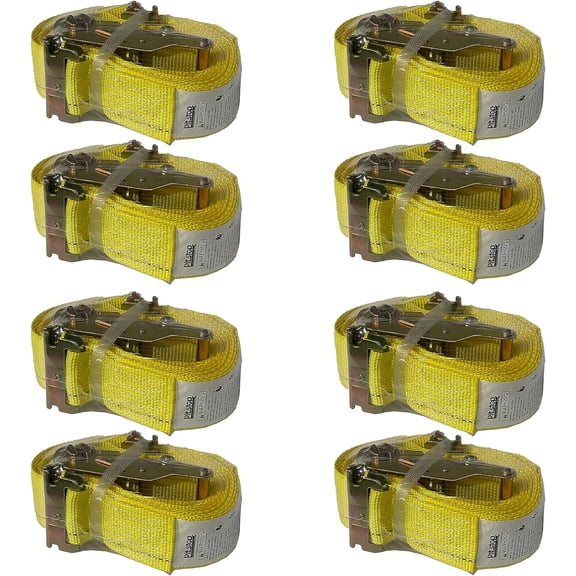 8 Pack Ratchet Strap 2" x 16' E Track Heavy-Duty Cargo Tie Downs 4400LBS