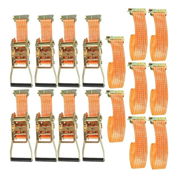 8 Pack Ratchet Straps 2 Inches x 15 Feet 4400Lbs E-Track Heavy Duty Tie Downs