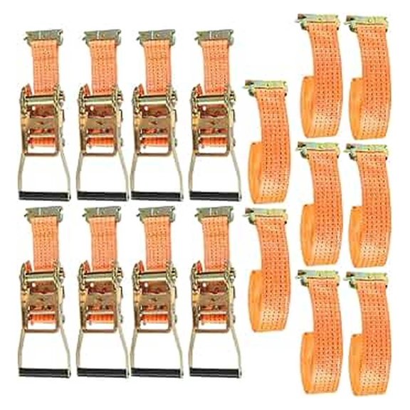 8 Pack Ratchet Straps 2 Inches x 15 Feet 4400Lbs E-Track Heavy Duty Tie Downs