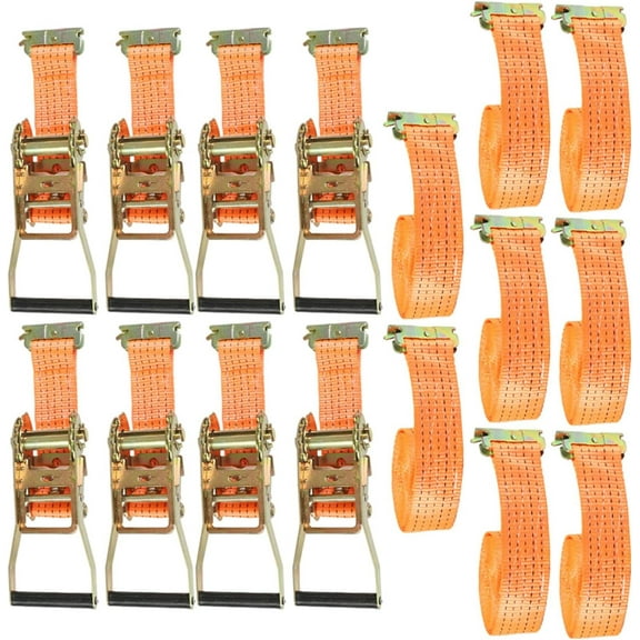 8 Pack Ratchet Straps 2 Inches x 15 Feet 4400Lbs E-Track Heavy Duty Tie Downs