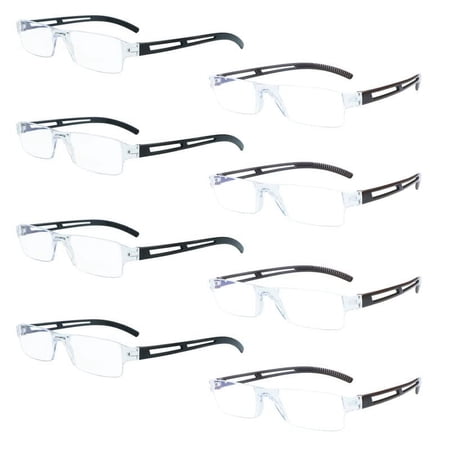 8 Pack Reading Glasses, Blue Light Blocking Computer Reading Glasses for Women and Men, Anti Glare Lightweight Readers (4 Black+4 Brown,+4.50)
