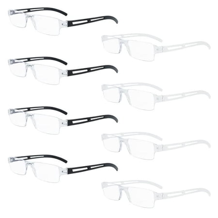 8 Pack Reading Glasses, Blue Light Blocking Computer Reading Glasses for Women and Men, Anti Glare Lightweight Readers (4 Black+4 Clear,+1.25)