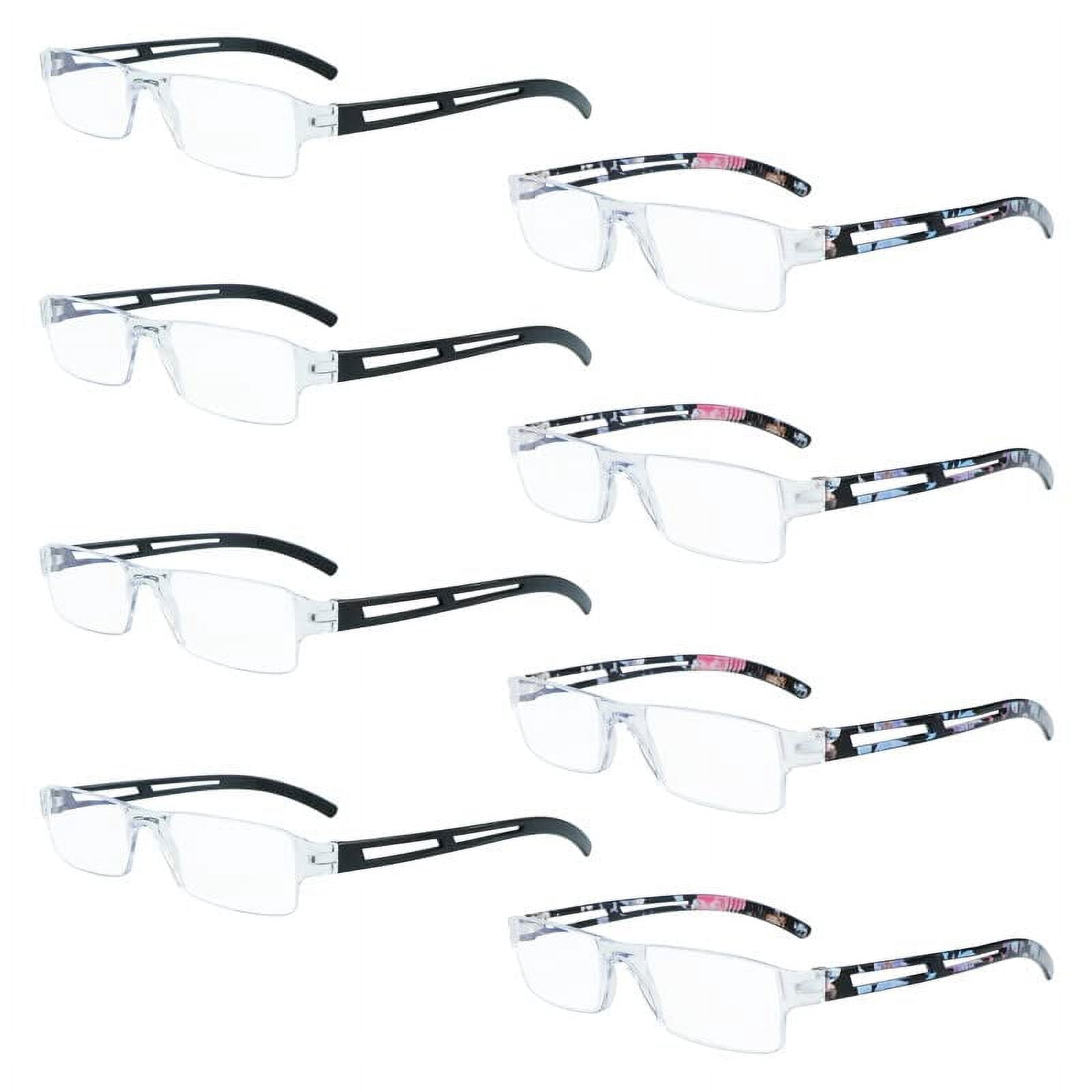 8 Pack Reading Glasses, Blue Light Blocking Computer Reading Glasses for Women and Men, Anti Glare Lightweight Readers (4 Black+4 Floral,+2.75)
