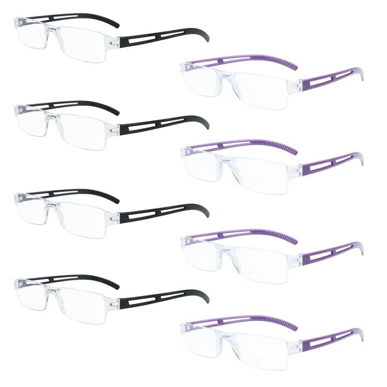 8 Pack Reading Glasses, Blue Light Blocking Computer Reading Glasses for Women and Men, Anti Glare Lightweight Readers (4 Black+4 Purple,+3.50)