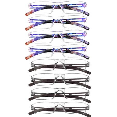 8 Pack Reading Glasses, Blue Light Blocking Computer Reading Glasses for Women and Men, Anti Glare Lightweight Readers (4 Brown+4 Floral,+2.25)