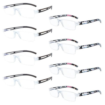 8 Pack Reading Glasses, Blue Light Blocking Computer Reading Glasses for Women and Men, Anti Glare Lightweight Readers (4 Brown+4 Floral,+4.00)