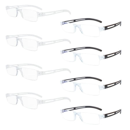 8 Pack Reading Glasses, Blue Light Blocking Computer Reading Glasses for Women and Men, Anti Glare Lightweight Readers (4 Clear+4 Brown,+2.25)
