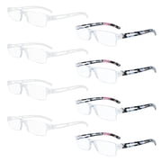 8 Pack Reading Glasses, Blue Light Blocking Computer Reading Glasses for Women and Men, Anti Glare Lightweight Readers (4 Clear+4 Floral,+1.00)