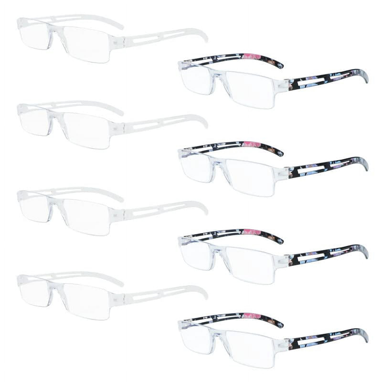 8 Pack Reading Glasses, Blue Light Blocking Computer Reading Glasses for Women and Men, Anti Glare Lightweight Readers (4 Clear+4 Floral,+1.50)