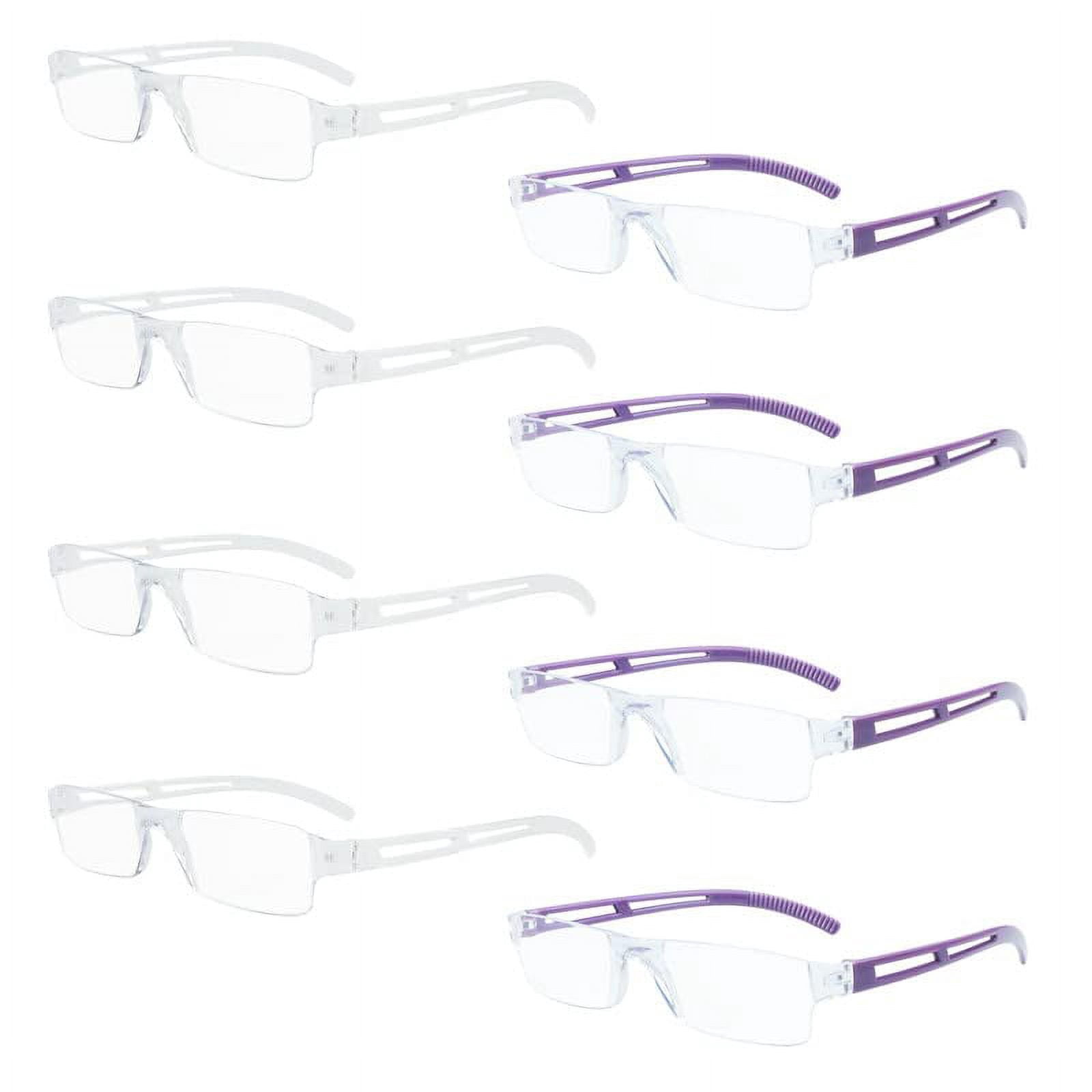 8 Pack Reading Glasses, Blue Light Blocking Computer Reading Glasses for Women and Men, Anti Glare Lightweight Readers (4 Clear+4 Purple,+1.50)
