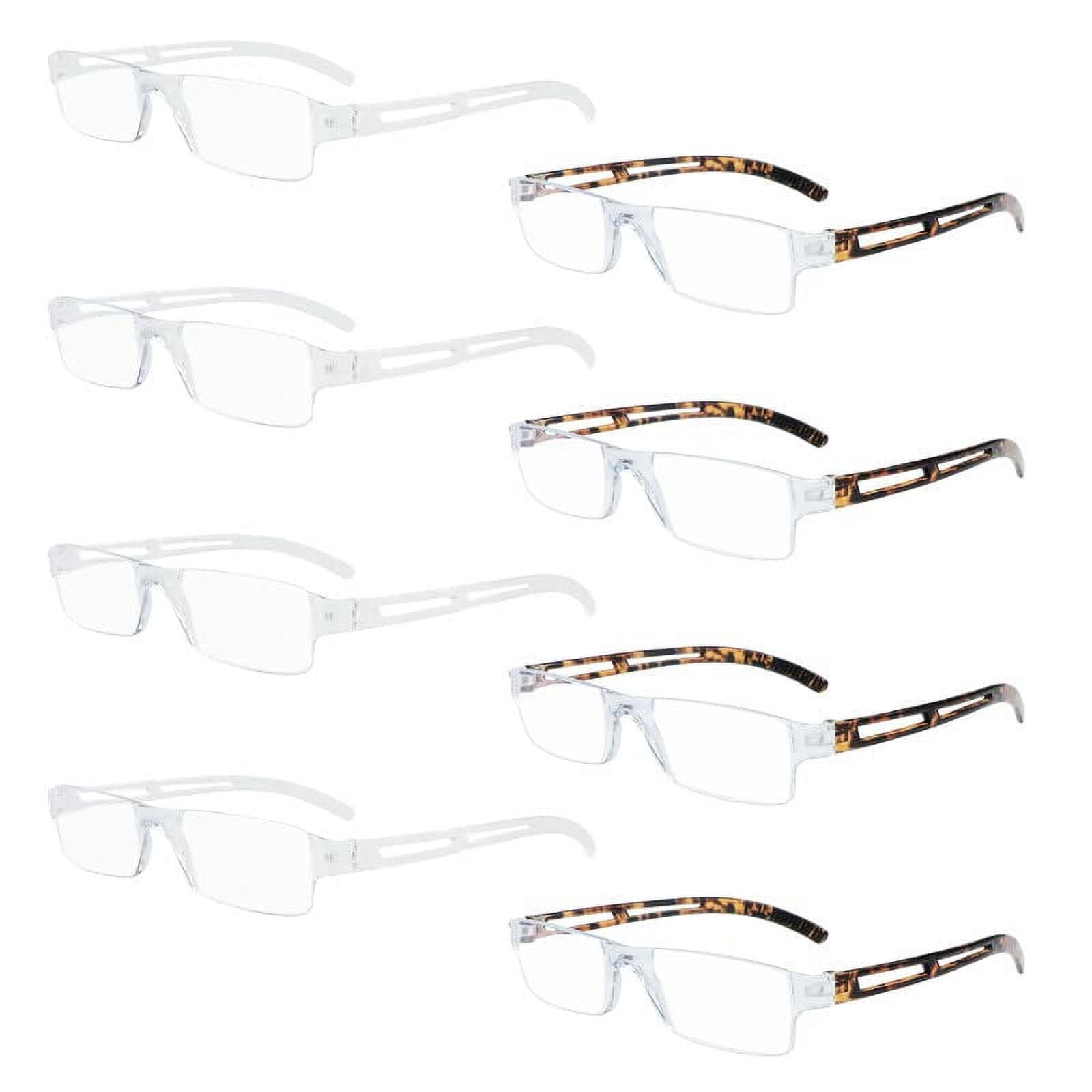 8 Pack Reading Glasses, Blue Light Blocking Computer Reading Glasses for Women and Men, Anti Glare Lightweight Readers (4 Clear+4 Tortoise,+2.25)
