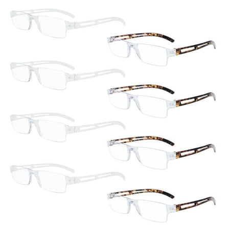 8 Pack Reading Glasses, Blue Light Blocking Computer Reading Glasses for Women and Men, Anti Glare Lightweight Readers (4 Clear+4 Tortoise,+4.00)