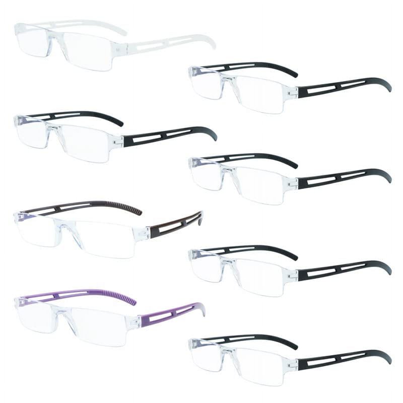 8 Pack Reading Glasses, Blue Light Blocking Computer Reading Glasses for Women and Men, Anti Glare Lightweight Readers (4 Color+4 Black,+2.25)