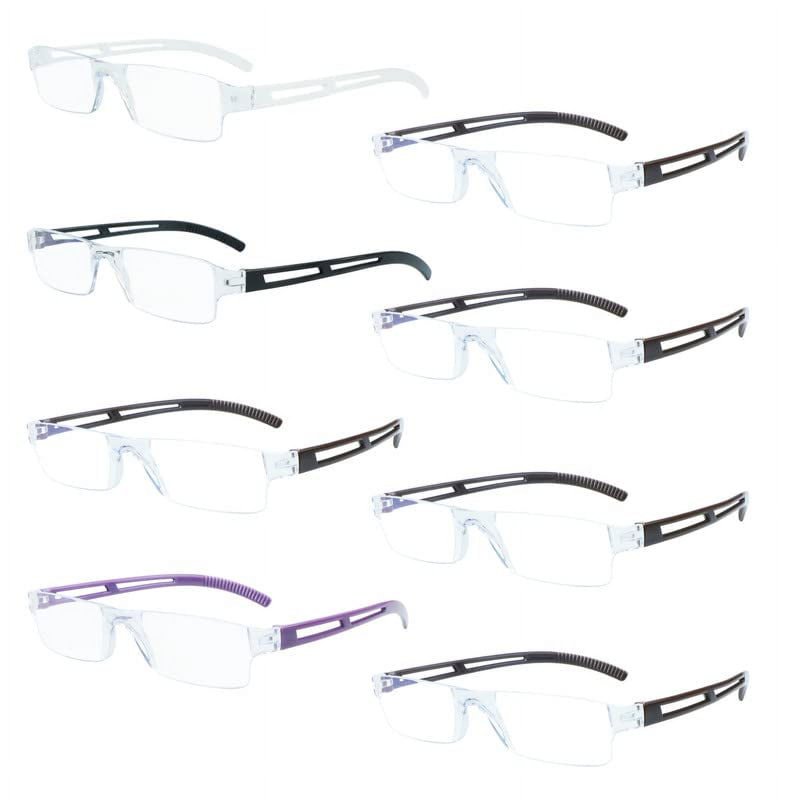 8 Pack Reading Glasses, Blue Light Blocking Computer Reading Glasses for Women and Men, Anti Glare Lightweight Readers (4 Color+4 Brown,+2.25)