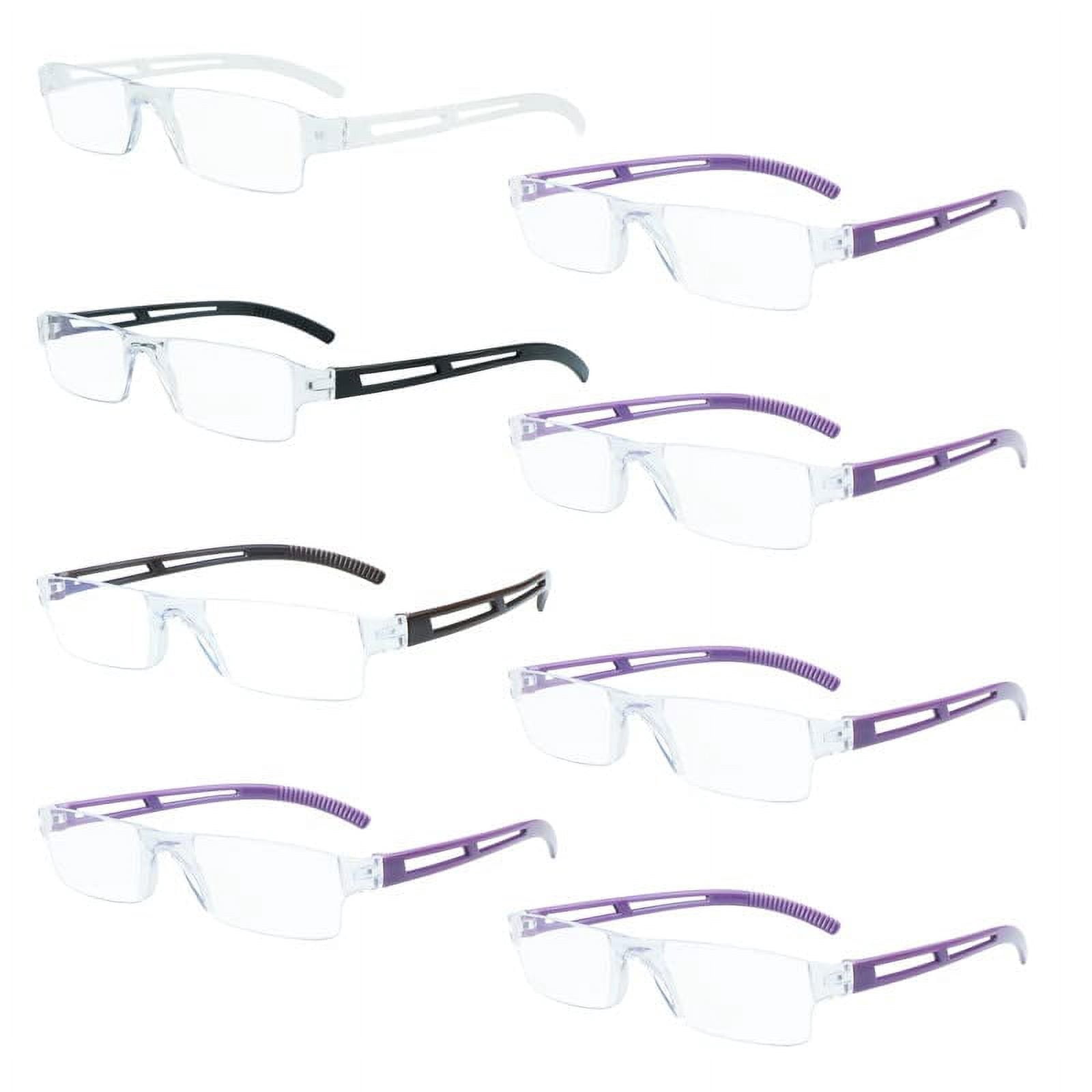 8 Pack Reading Glasses, Blue Light Blocking Computer Reading Glasses for Women and Men, Anti Glare Lightweight Readers (4 Color+4 Purple,+2.50)