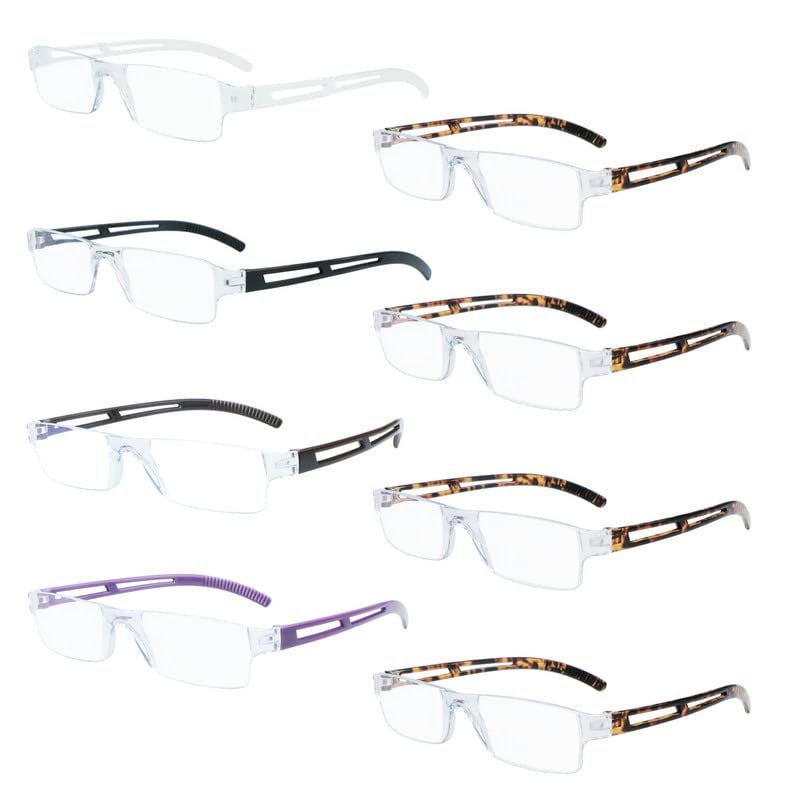 8 Pack Reading Glasses, Blue Light Blocking Computer Reading Glasses for Women and Men, Anti Glare Lightweight Readers (4 Color+4 Tortoise,+1.75)