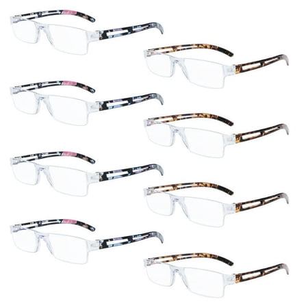 8 Pack Reading Glasses, Blue Light Blocking Computer Reading Glasses for Women and Men, Anti Glare Lightweight Readers (4 Floral+4 Tortoise,+3.75)