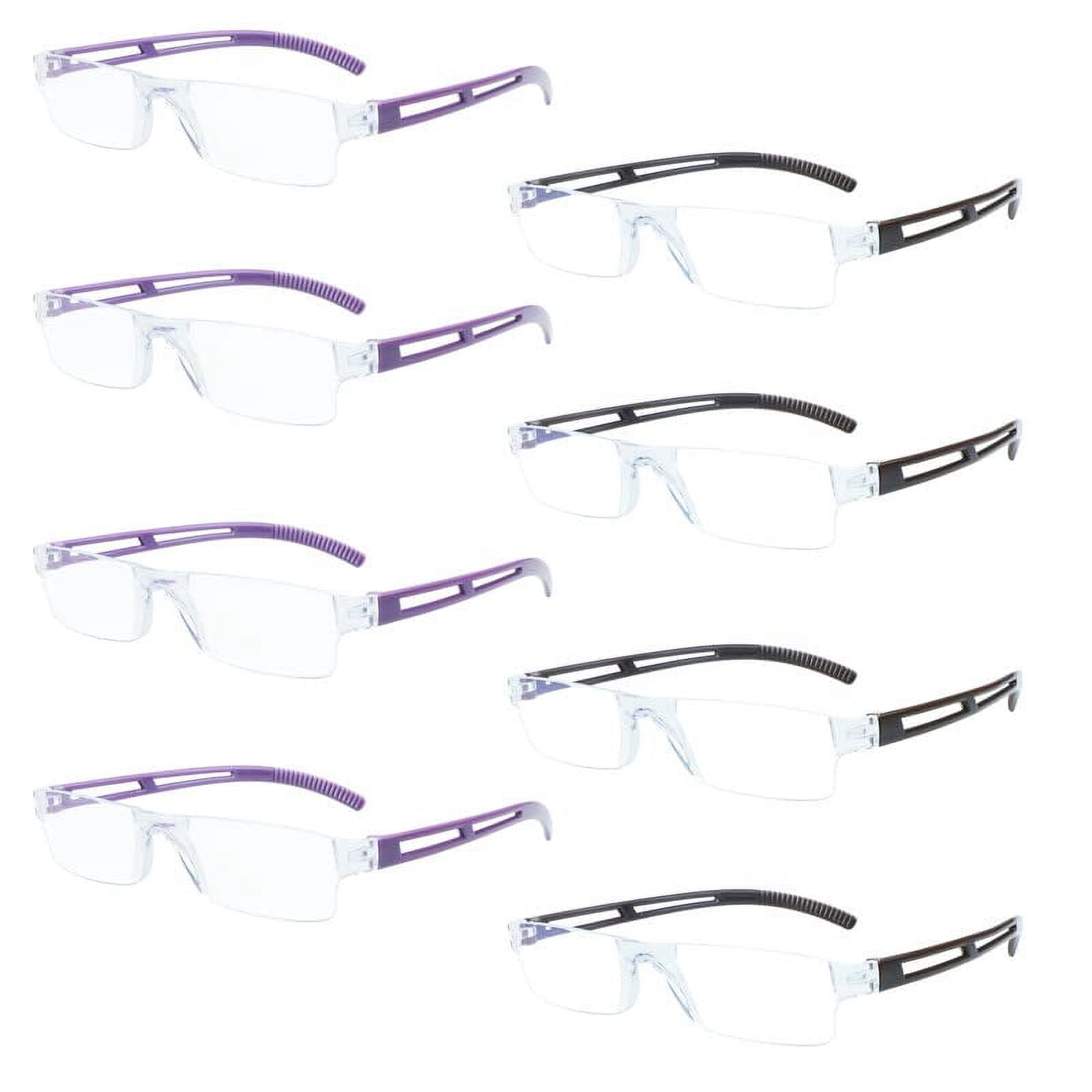 8 Pack Reading Glasses, Blue Light Blocking Computer Reading Glasses for Women and Men, Anti Glare Lightweight Readers (4 Purple+4 Brown,+3.25)