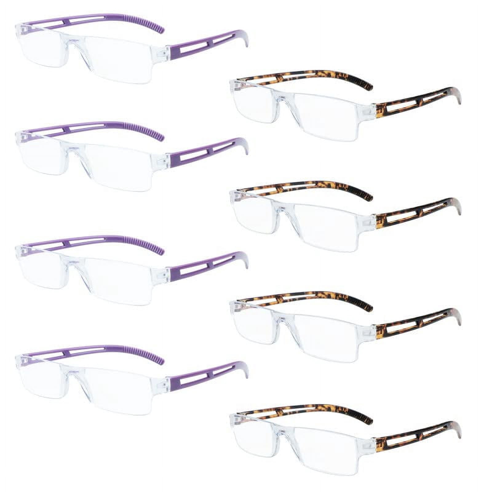 8 Pack Reading Glasses, Blue Light Blocking Computer Reading Glasses for Women and Men, Anti Glare Lightweight Readers (4 Purple+4 Tortoise,+2.00)