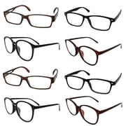 8 Pack Reading Glasses Men Women Unisex Readers Square Rectangle Frame +3.00
