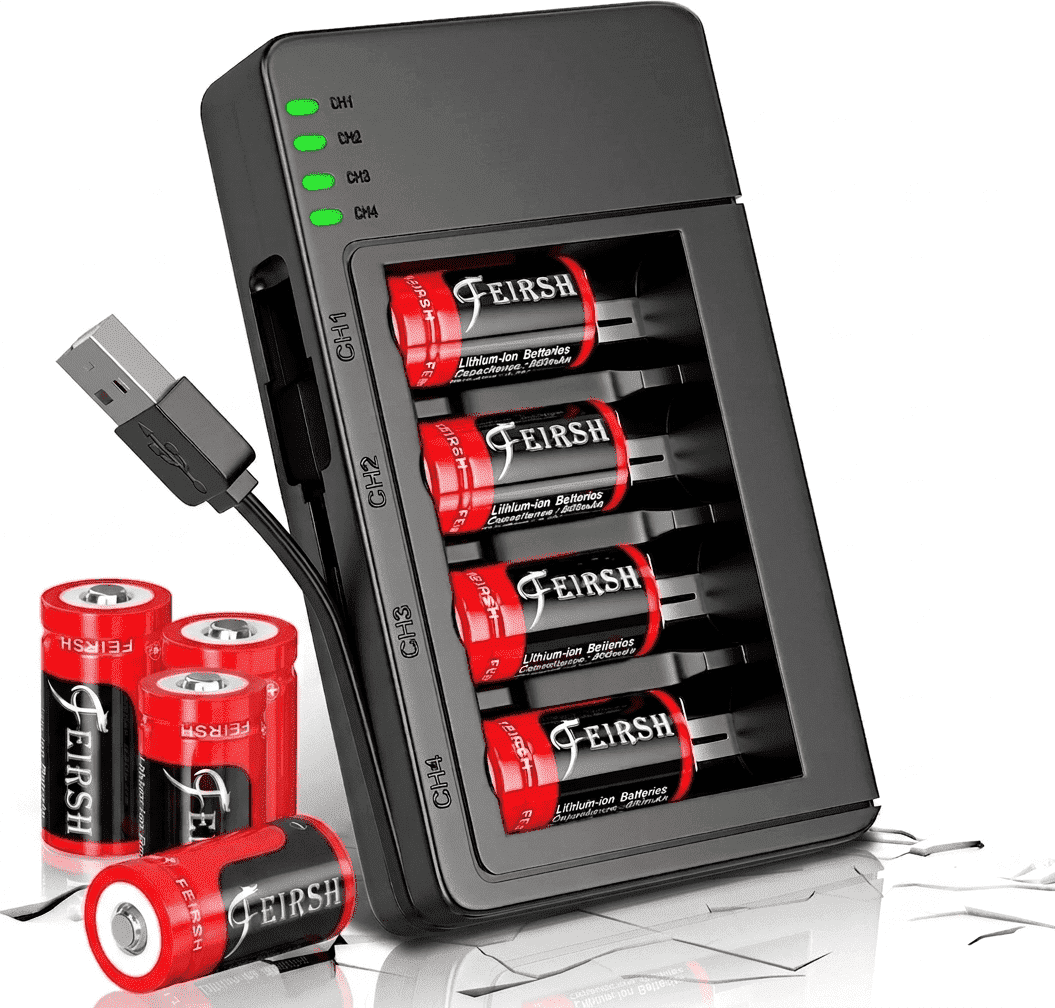 8‑Pack Rechargeable 3.7V CR123A Battery and Charger Kit for Arlo ...