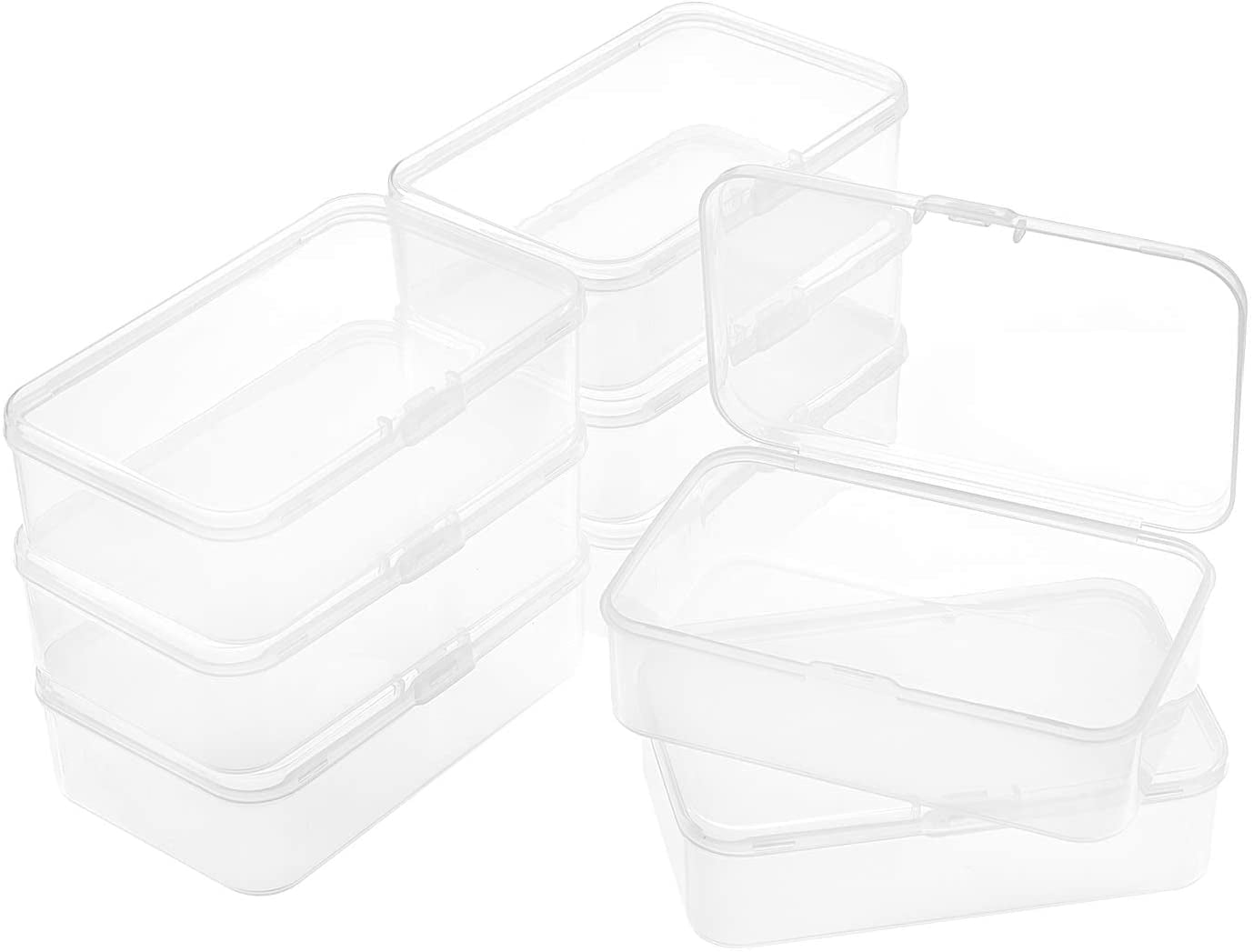 8 Pack Rectangular Clear Plastic Storage Containers Box with Hinged Lid for  Beads and Other Small Craft Items (6.5 x 3.74 x 1.18 inch)