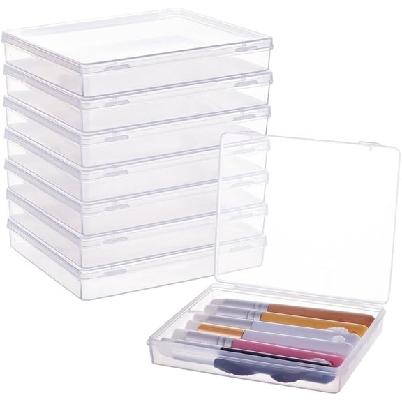 8 Pack Rectangle Clear Plastic Bead Storage Containers Box Drawer Organizers with Lid for Earplugs Tiny Beads Dices and Other Small Craft Accessories