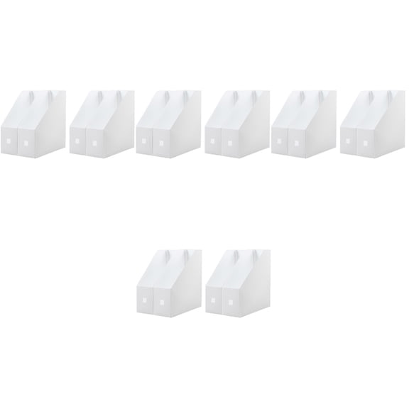 8 Pack Rectangular Plastic Desk Organizer, Magazine Rack, White