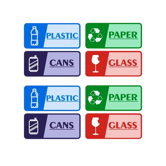 8 Pack Recycling Bin Labels Waterproof Self-Adhesive Trash Sorting Stickers for Home Office