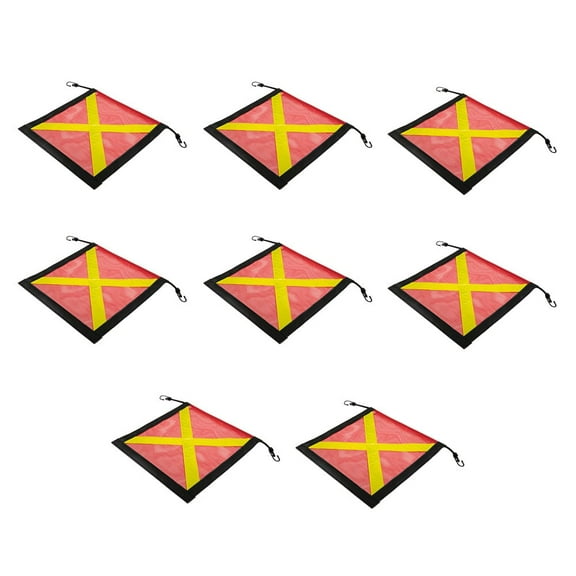 8 Pack Red Safety Flag with Bungees Cord DOT Compliant - 18 Inch x 18 Inch Reflective High Visibility X - Black Leather Webbing Mesh Warning Flags