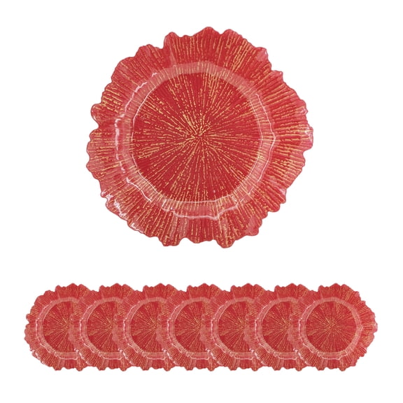 8 Pack Reef Plastic Charger Plate,D13",Red Plastic Kitchen Accessories