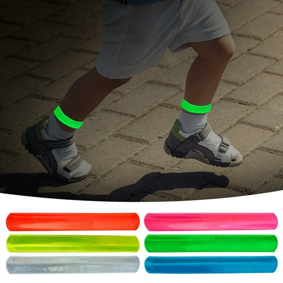 8 Pack Reflective Safety Wrist Straps, Blank Light Reflective Ring, PVC Wristband for Night Running, Cycling Walking, High Visibility Assorted Colors, Color Random