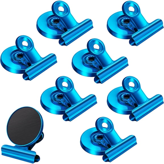 8 Pack Refrigerator Magnets Fridge Magnets Magnetic Clips Perfect for Refrigerator Whiteboard Magnets Photo Displays Home School Use Heavy Duty Magnetic Clips (Blue)
