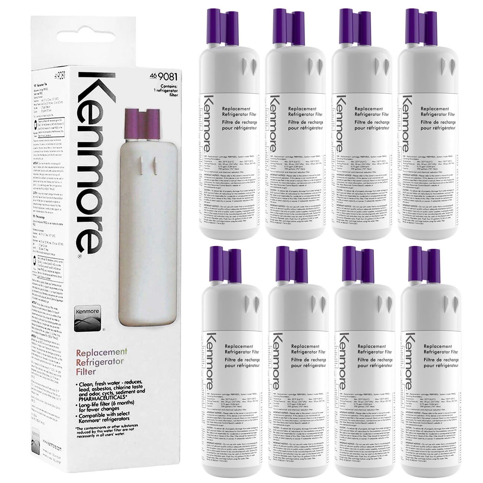 8 Pack Refrigerator Water Filter Kenmore 9081 Water Filter Replacement