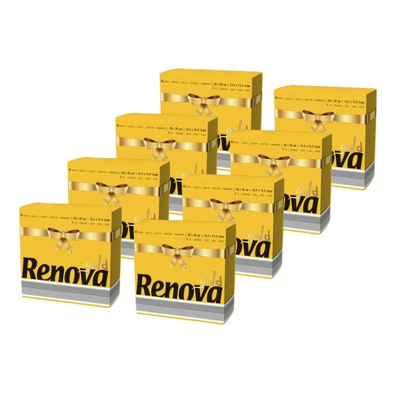 (8 Pack) Renova Yellow Luncheon Paper Napkins, 15.6 in, 40 Count