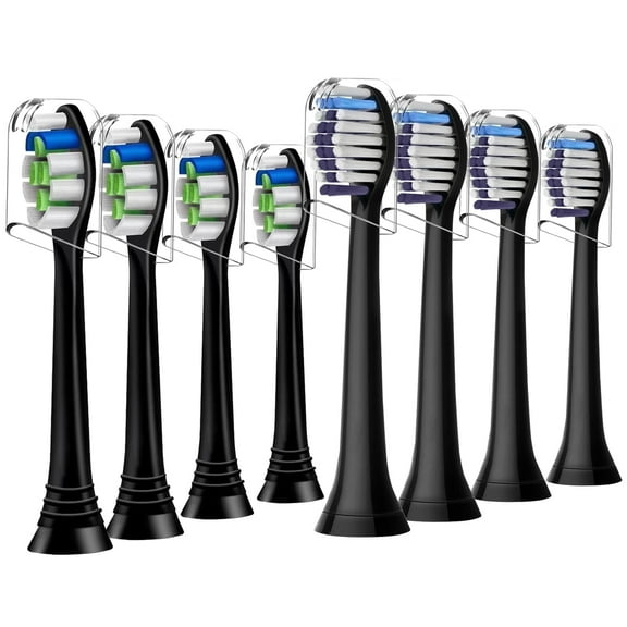 8 Pack Replacement Brush Heads, Compatible with Philips Sonicare Electric Toothbrush, 4pcs Precision Clean and 4pcs Whitening Clean Brush Heads,Black.